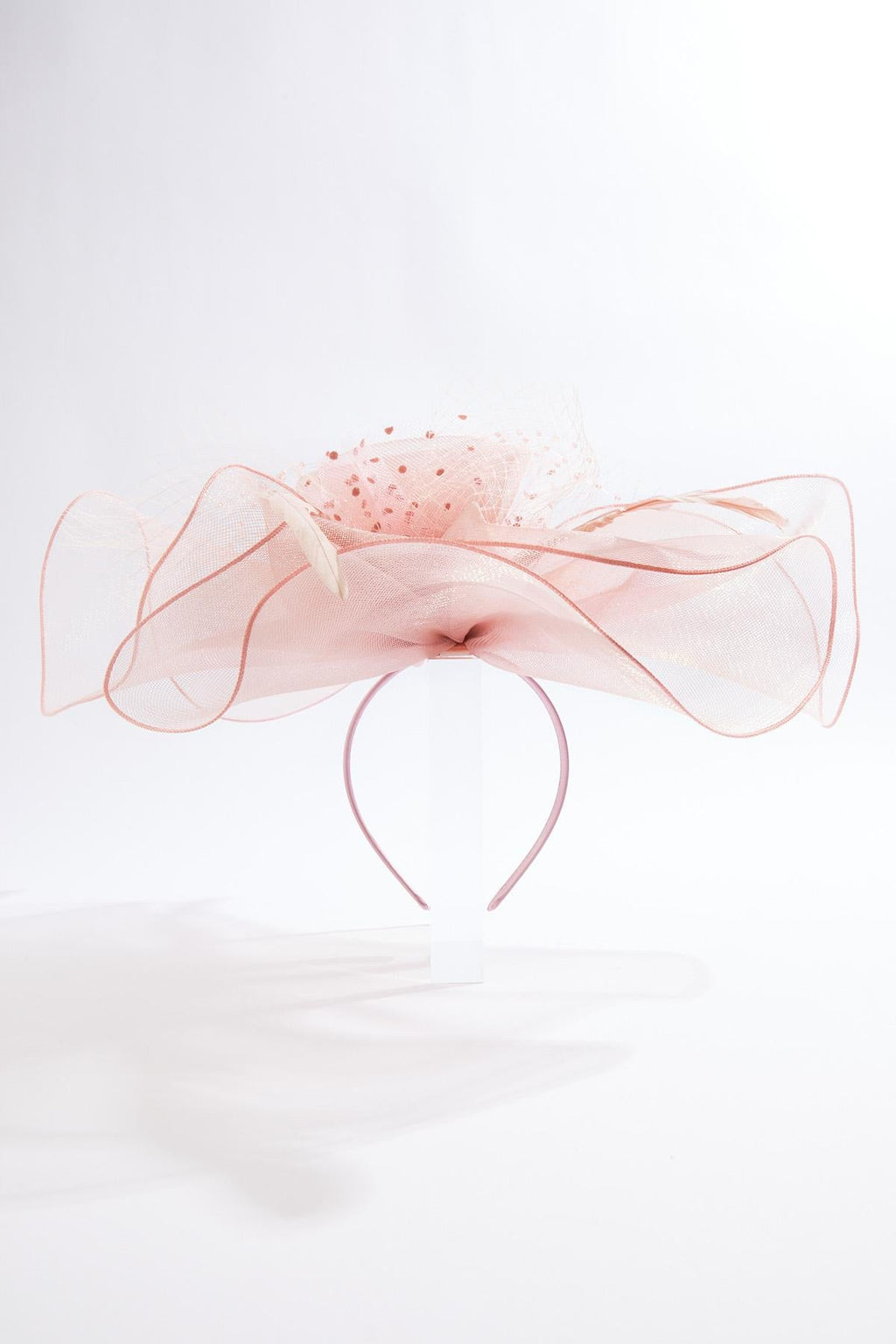 Cato Fashions Oversized Pink Pearl Rose Feather Fascinator
