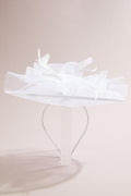 Cato Fashions White Feather Rose Mesh Veil Fascinator