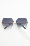 Cato Fashions Oversized Rimless Black Chain Arm Sunglasses