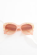Cato Fashions Pink Rose Embellished Cat Eye Sunglasses