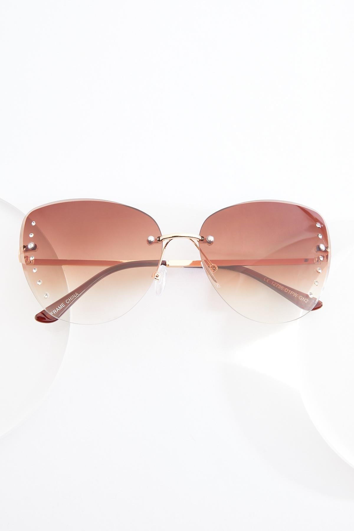 Cato Fashions Rhinestone Studded Rimless Sunglasses