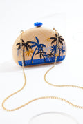 Cato Fashions Tropical Palm Embroidered Raffia Clutch