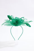 Cato Fashions Green Feather Beaded Rosette Fascinator