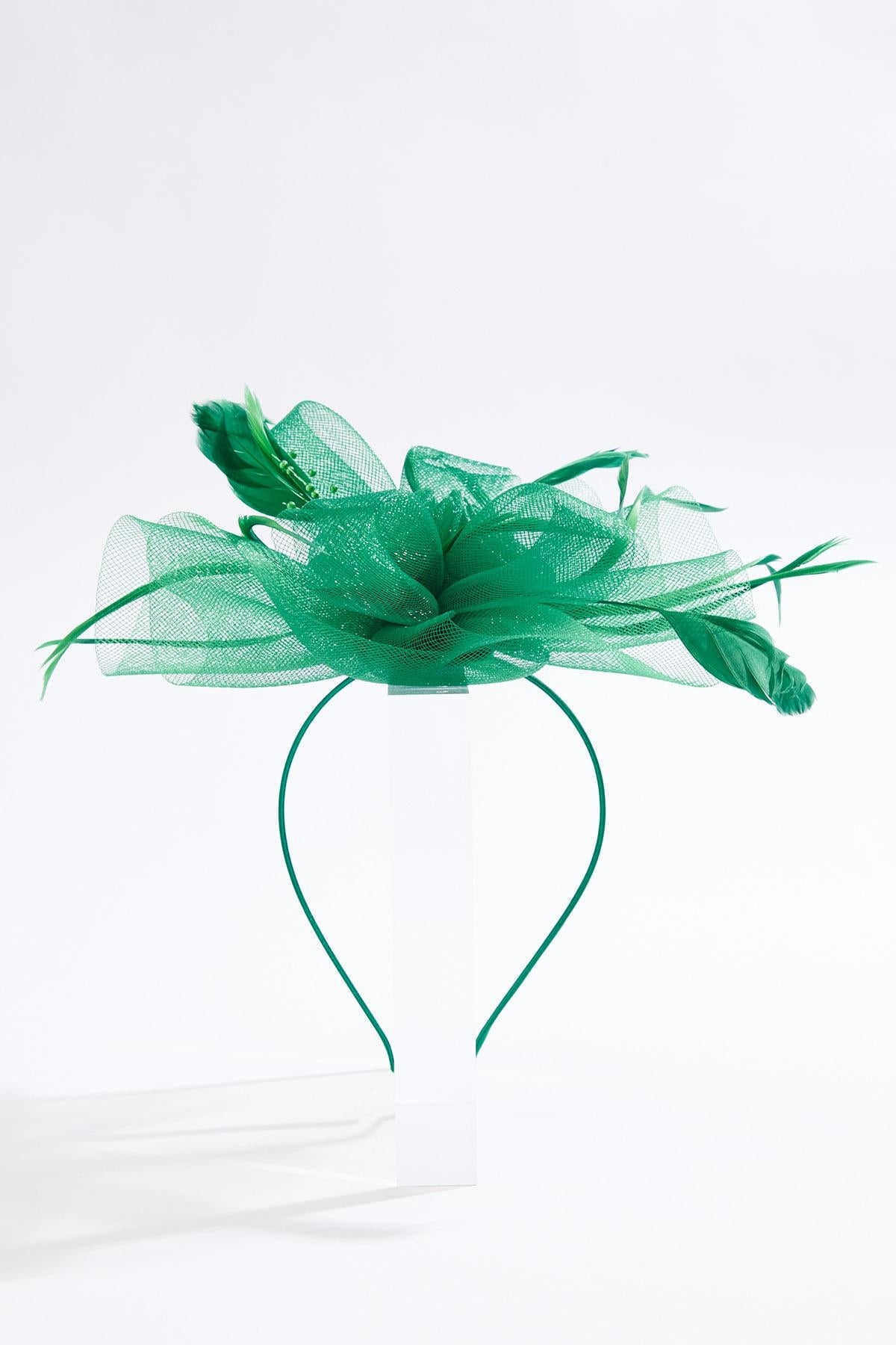 Cato Fashions Green Feather Beaded Rosette Fascinator