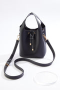 Cato Fashions Black Faux Leather Cinched Bucket Crossbody