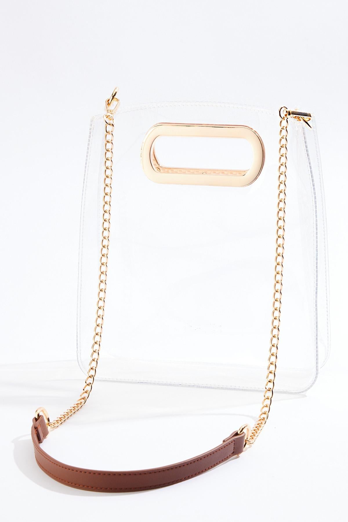 Cato Fashions Clear Gold Trim Handle Crossbody