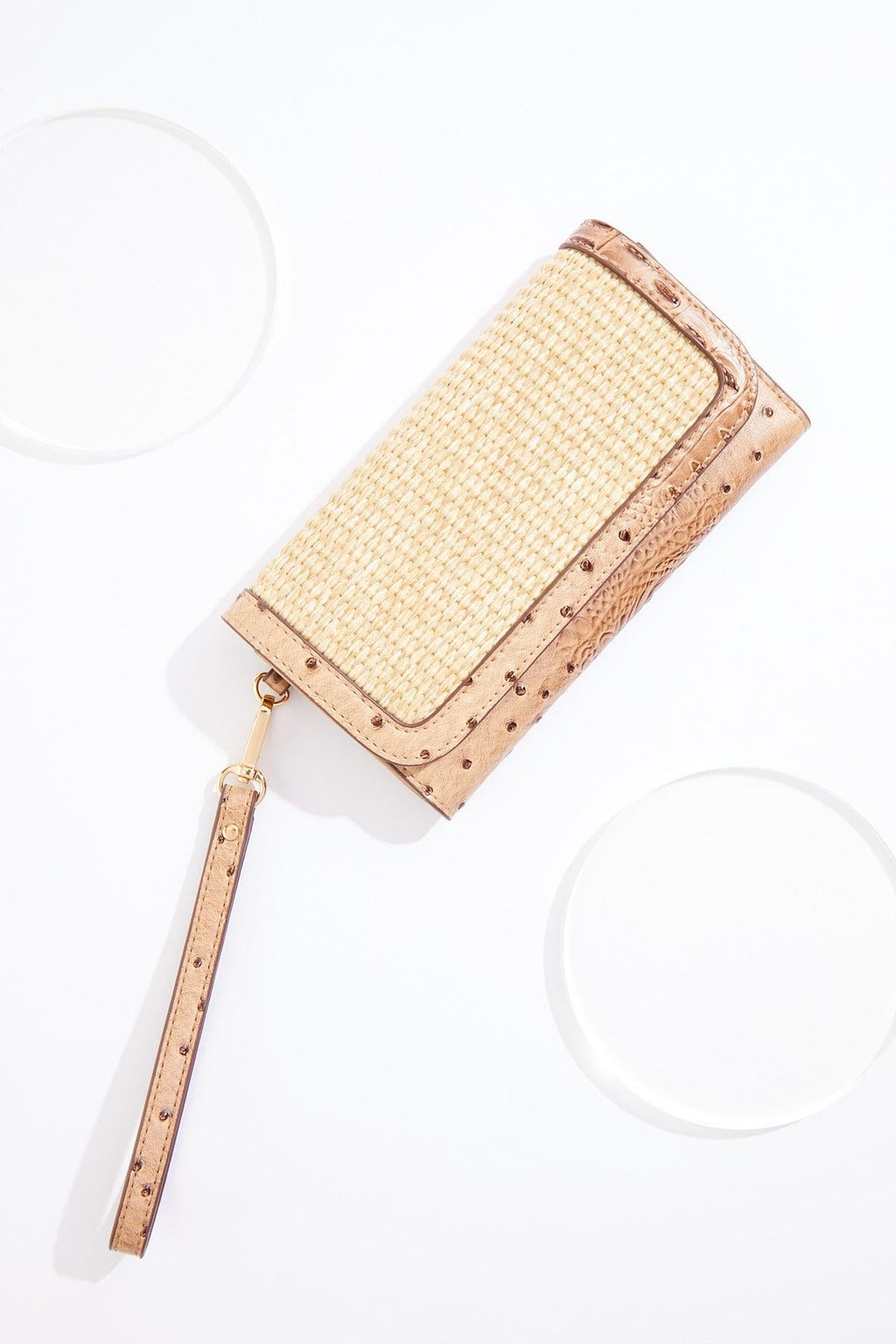 Cato Fashions Raffia Faux Leather Textured Wrislet Wallet