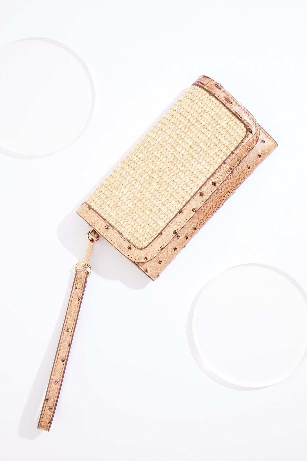 Cato Fashions Raffia Faux Leather Textured Wrislet Wallet