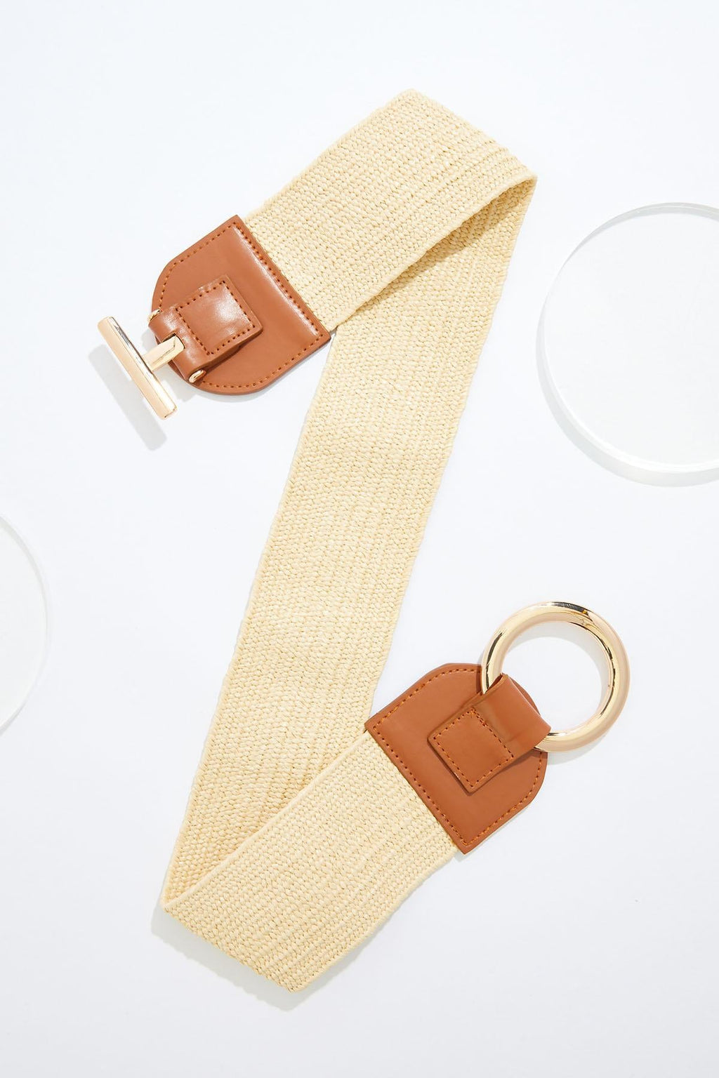 Cato Fashions Gold Ring Raffia Stretch Belt