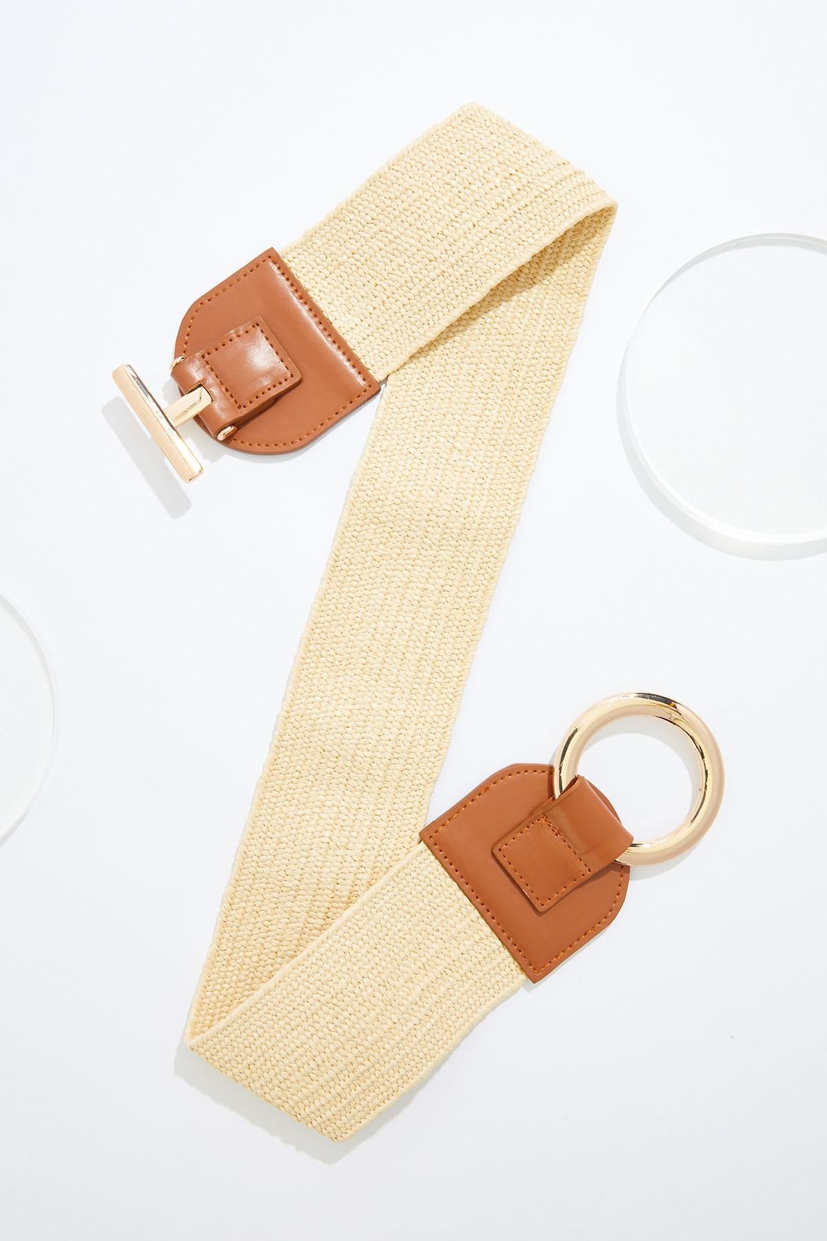 Cato Fashions Gold Ring Raffia Stretch Belt