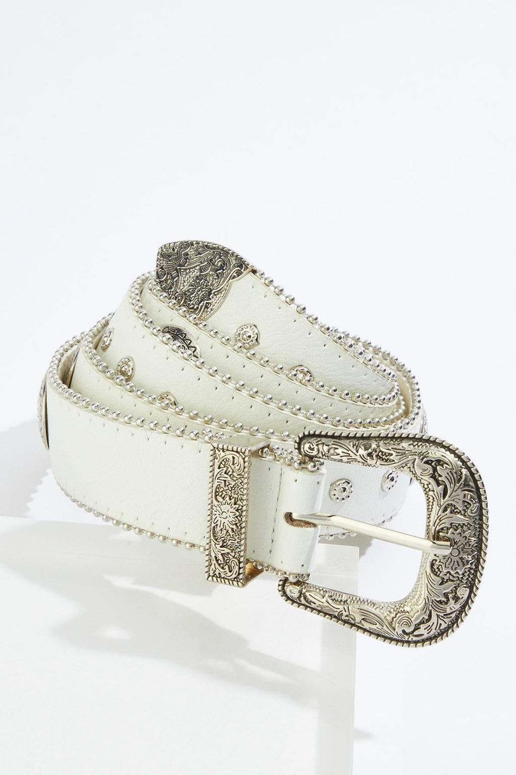 Cato Fashions Plus Size Faux Leather Ball Chain Trim Belt