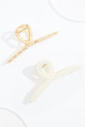 Cato Fashions Gold Pearl Claw Clip Set