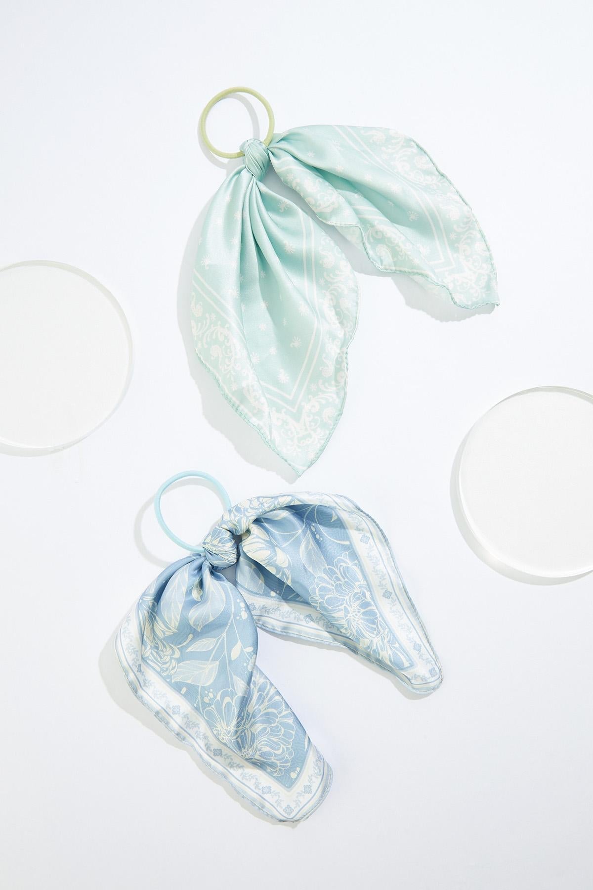 Cato Fashions Paisley Scarf Tied Ponytail Holder Set