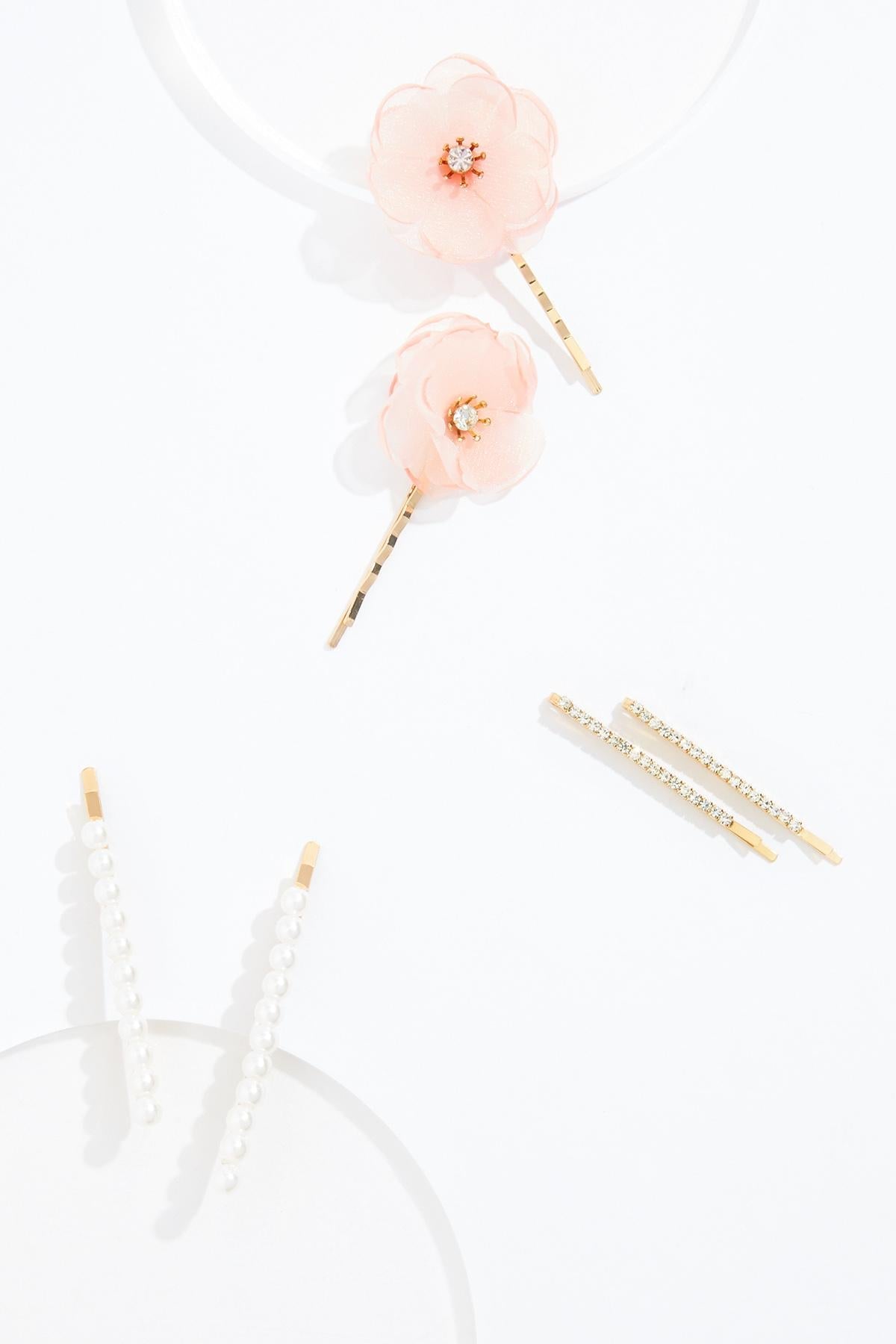 Cato Fashions Floral Pearl Embellished Bobby Pin Set