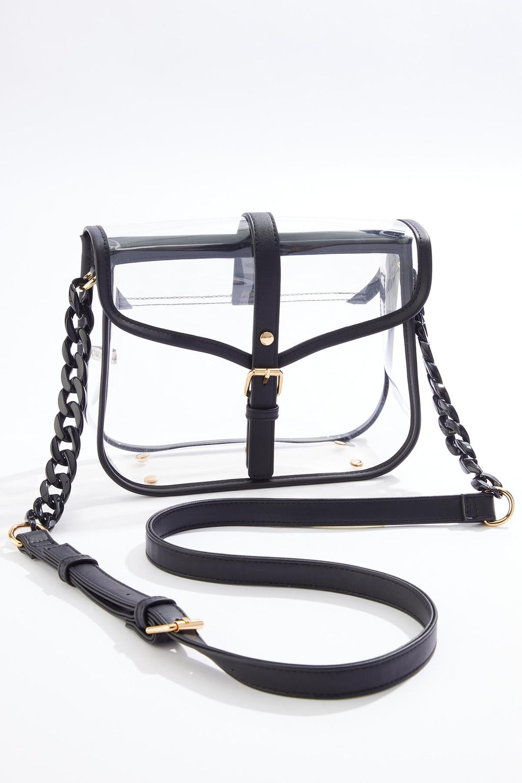Cato Fashions Clear Lucite Buckle Front Crossbody
