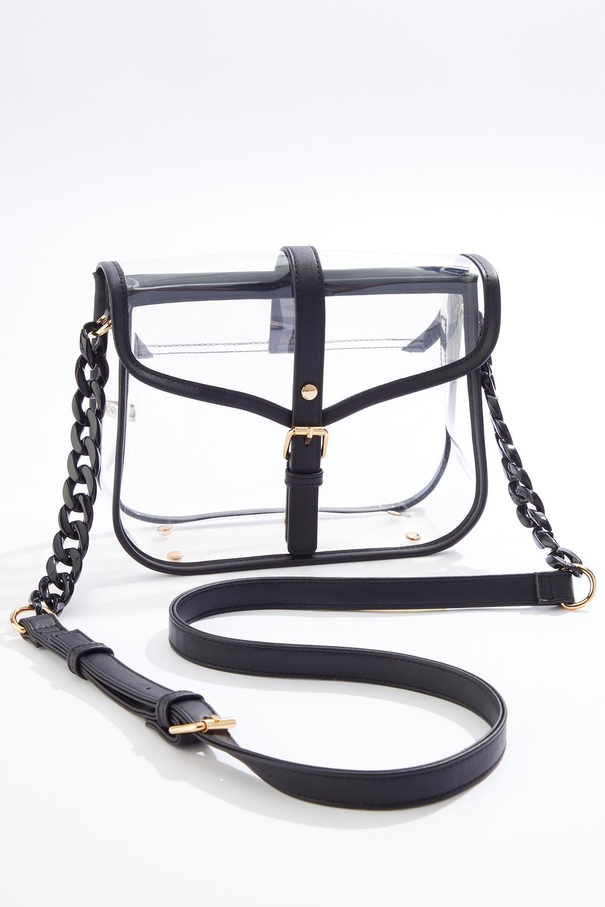 Cato Fashions Clear Lucite Buckle Front Crossbody