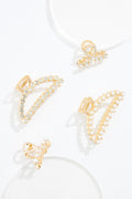 Cato Fashions Gold Pearl Rhinestone Metal Claw Clip Set