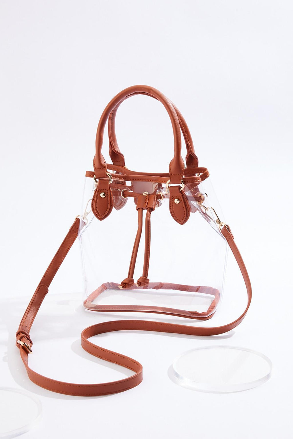 Cato Fashions Clear Faux Leather Trim Bucket Bag