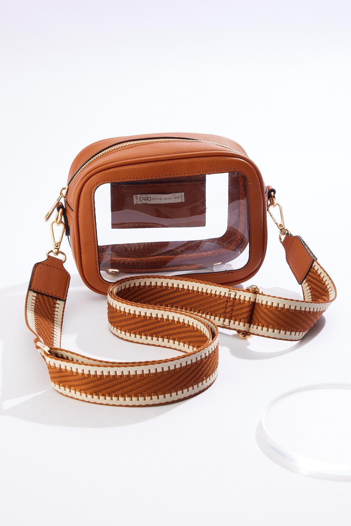 Cato Fashions Clear Faux Leather Trim Guitar Strap Crossbody