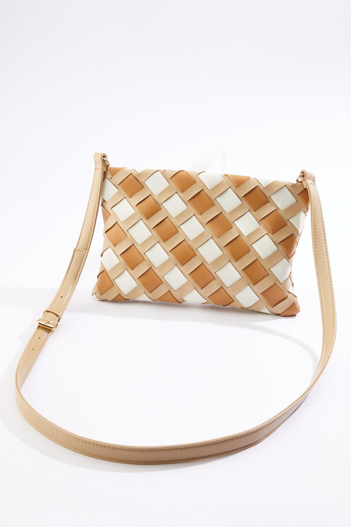 Cato Fashions Neutral Faux Leather Woven Crossbody