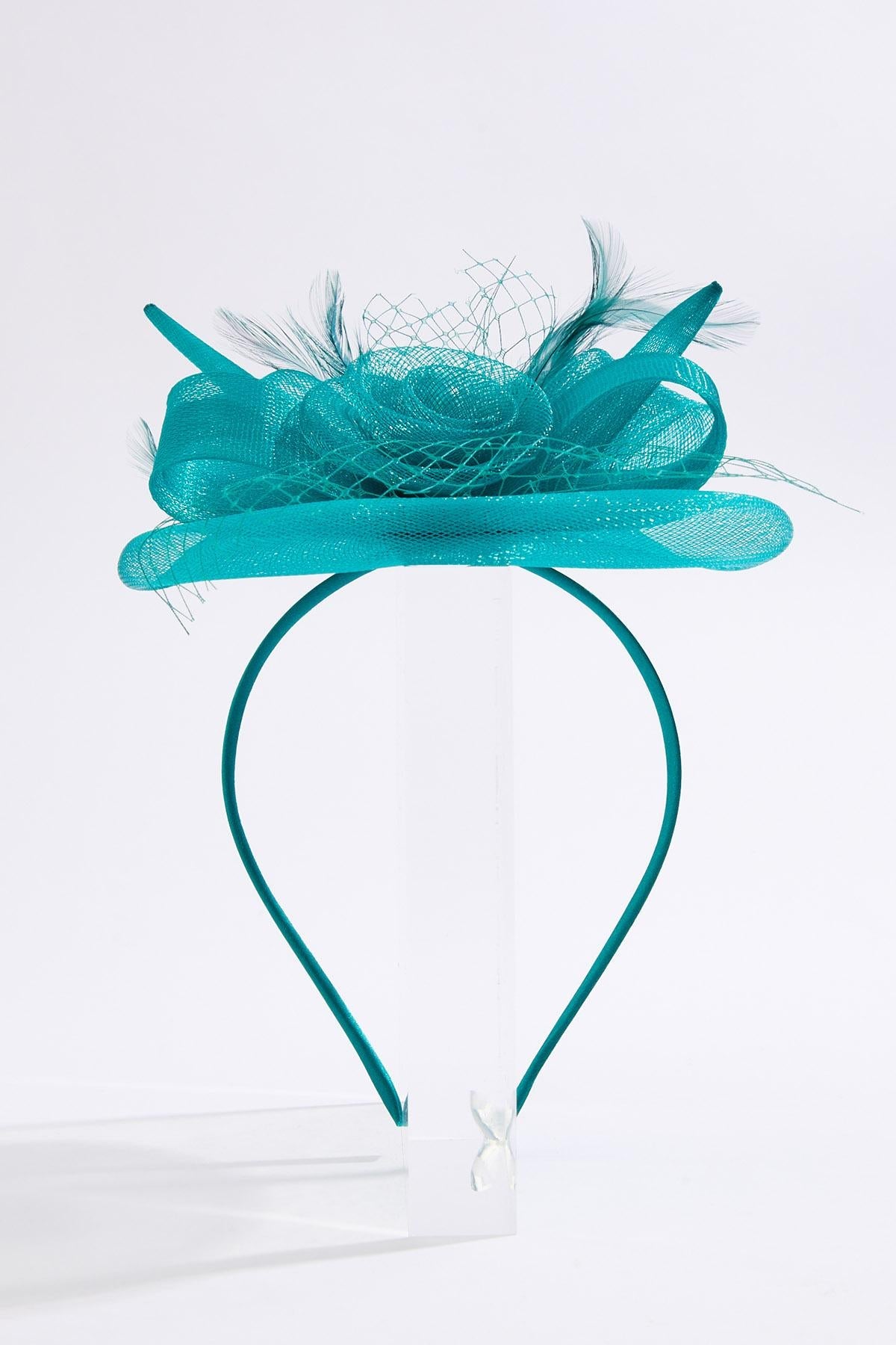 Cato Fashions Green Rosette Mesh Veil Fascinator