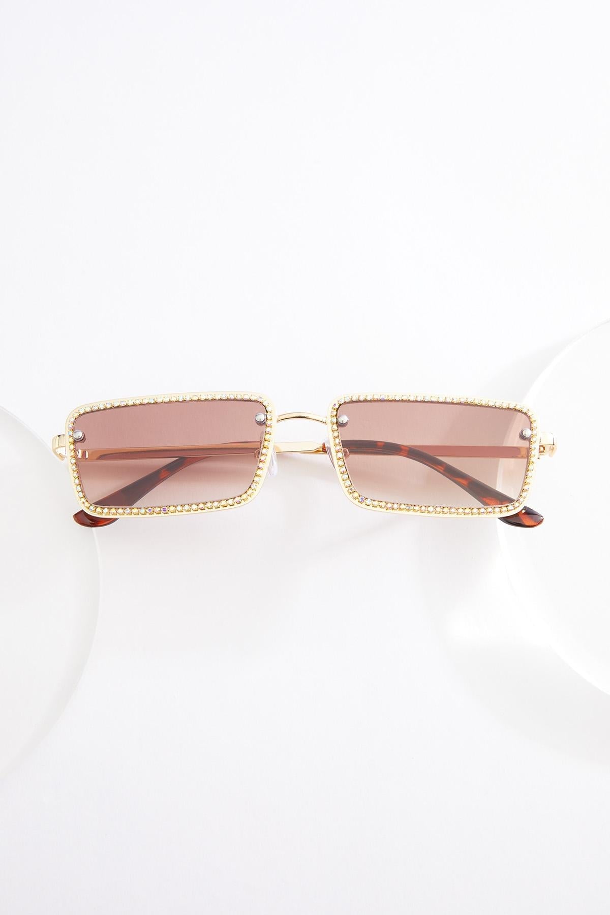 Cato Fashions Embellished Slim Metal Frame Sunglasses