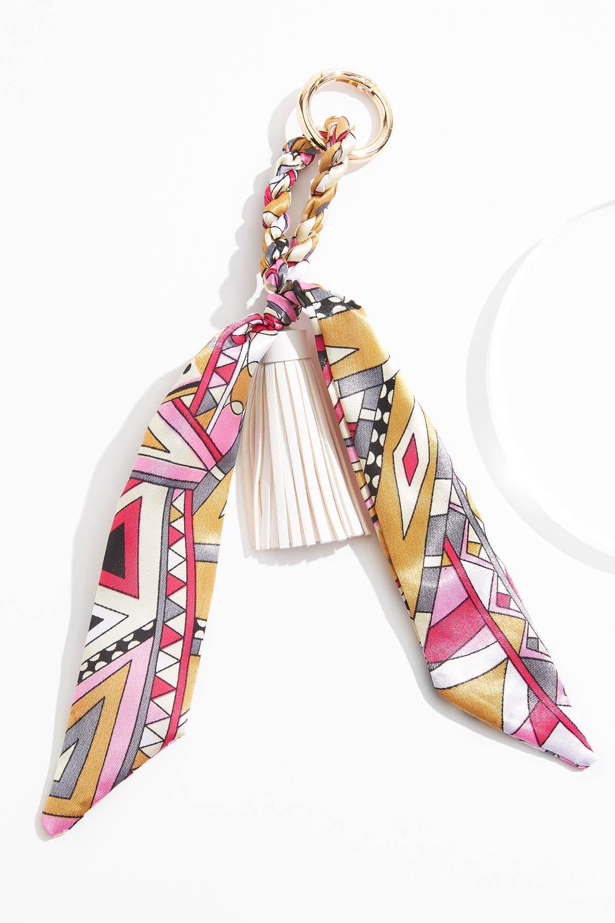 Cato Fashions Printed Satin Scarf Tassel Bag Charm