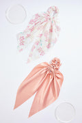 Cato Fashions Eyelet Silk Bow Scrunchie Set