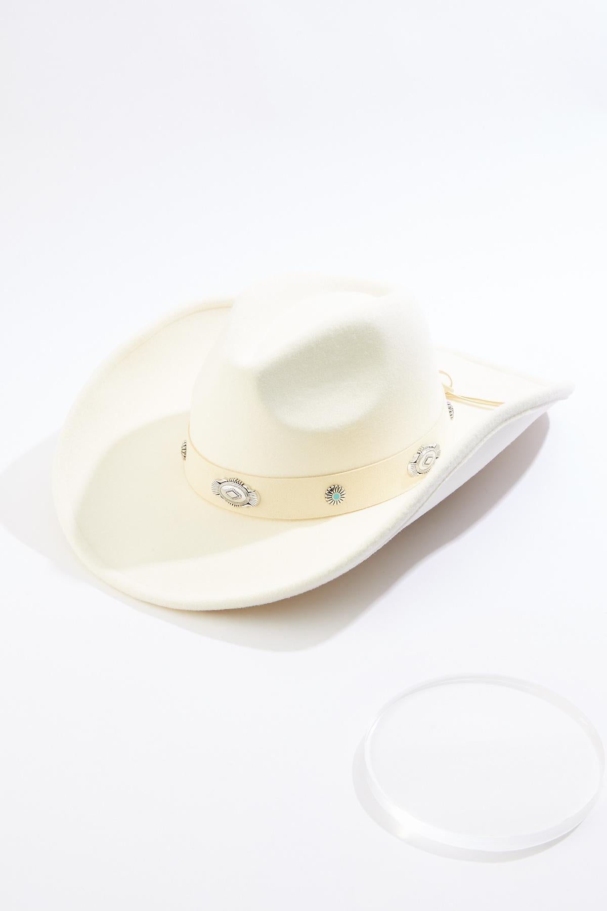 Cato Fashions Turquoise Faux Leather Trim Cowboy Hat