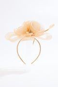 Cato Fashions Tan Rosette Feather Fascinator