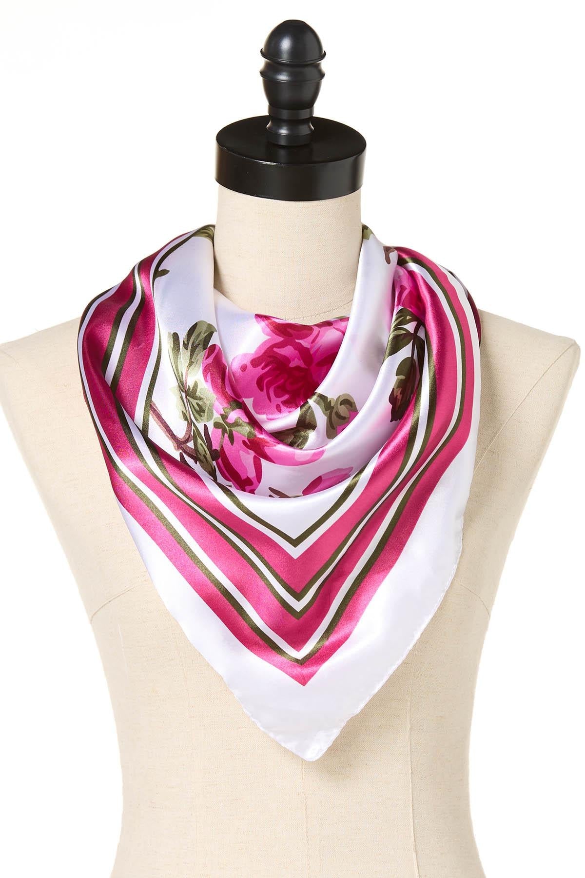 Cato Fashions Rose Printed Silky Square Scarf