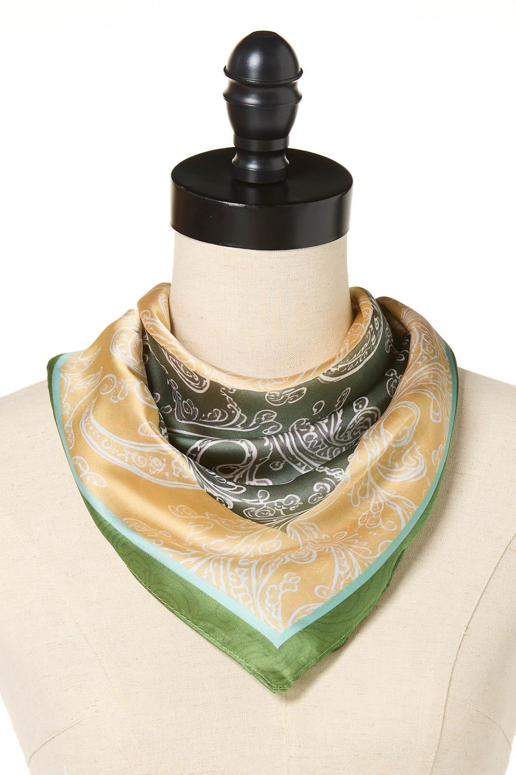 Cato Fashions Green Paisley Satin Square Scarf