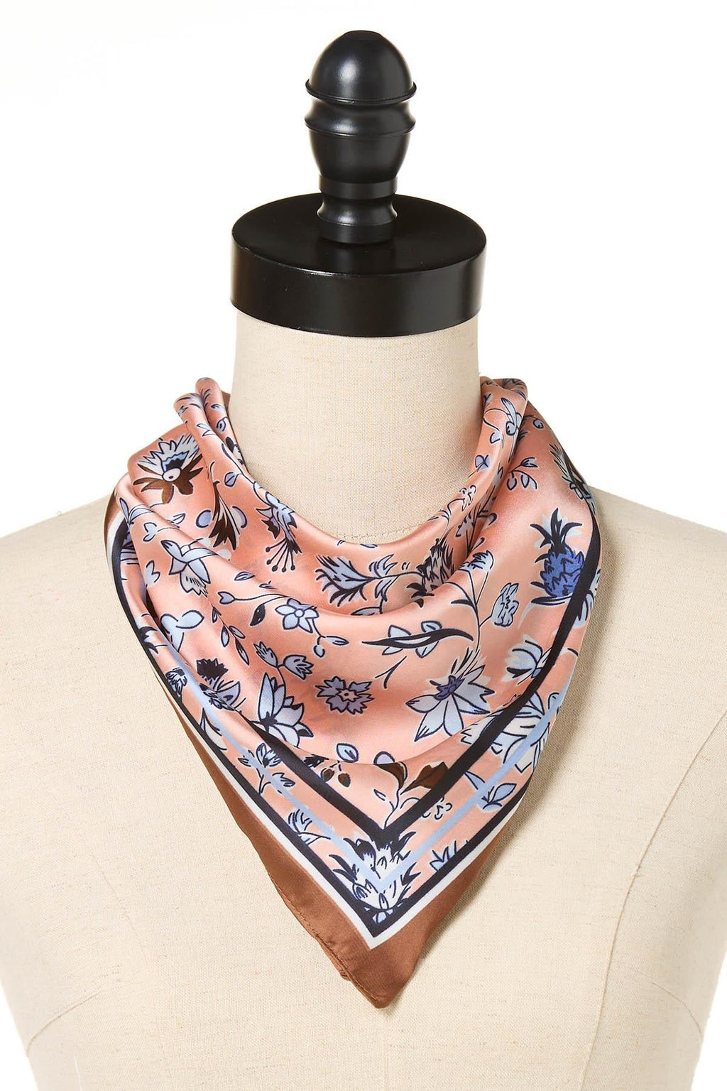 Cato Fashions Pink Floral Satin Square Scarf