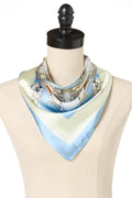 Cato Fashions Blue Printed Satin Square Scarf