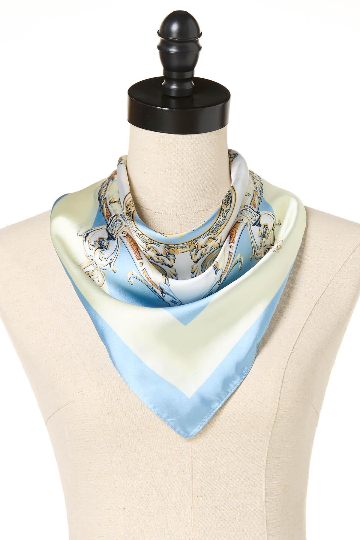Cato Fashions Blue Printed Satin Square Scarf