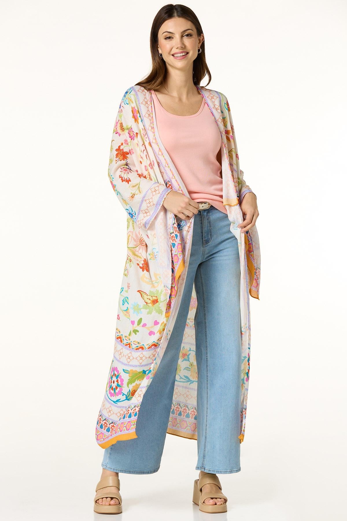 Cato Fashions Gilded Floral Kimono