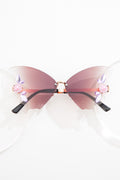 Cato Fashions Metal Butterfly Embellished Rimless Sunglasses