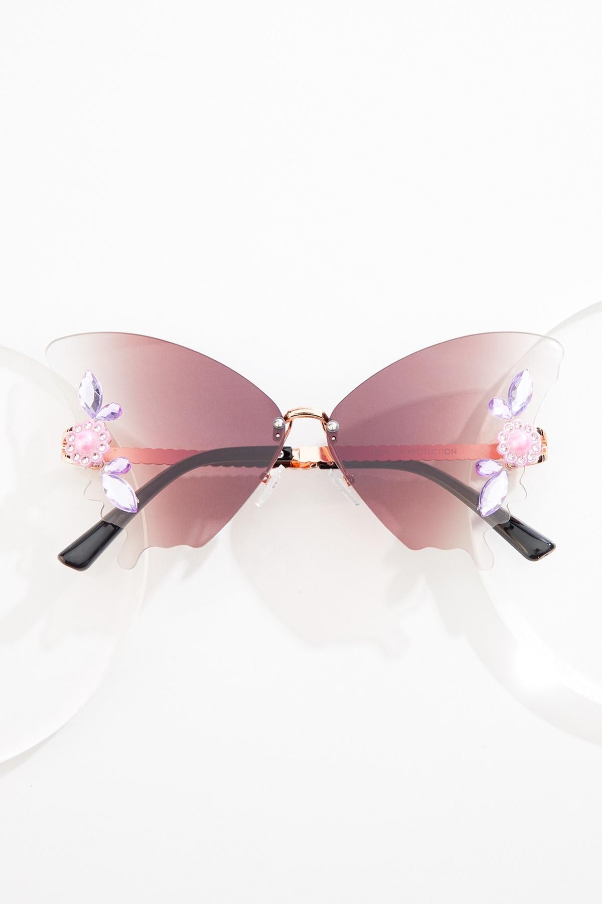 Cato Fashions Metal Butterfly Embellished Rimless Sunglasses