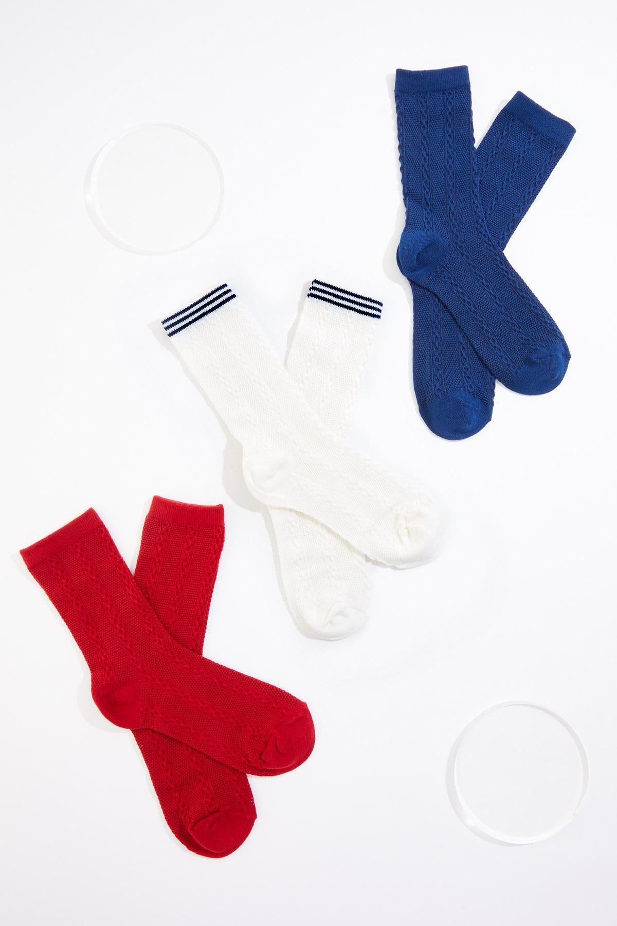 Cato Fashions Pointelle Texture Crew Sock Set