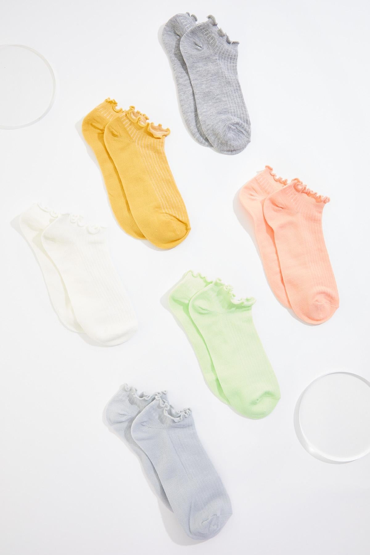 Cato Fashions Ruffle Solid Ankle Sock Set