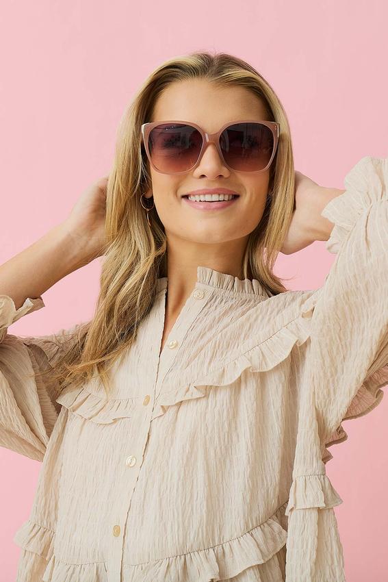 Cato Fashions Pink Gold Trim Square Sunglasses