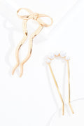 Cato Fashions Pearl Bow Hair Pin Set