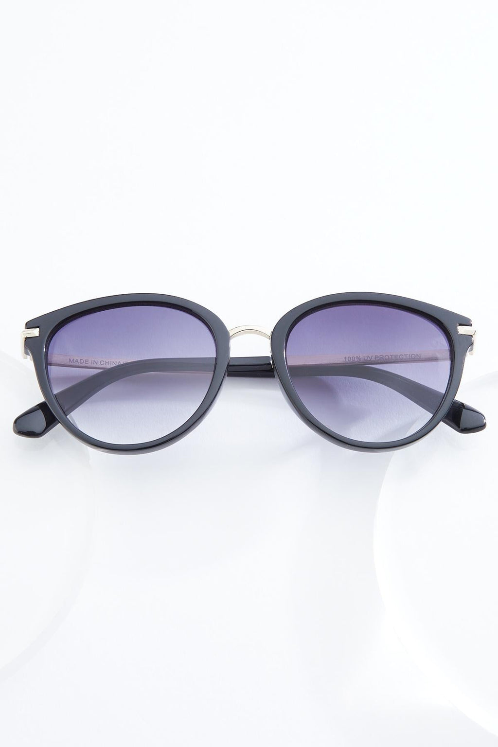 Cato Fashions Round Black Metal Sunglasses