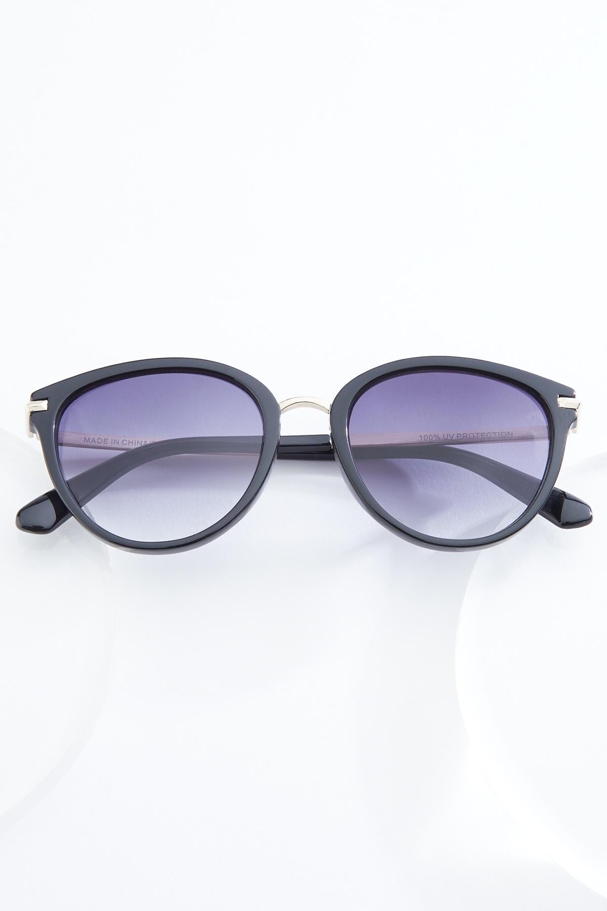 Cato Fashions Round Black Metal Sunglasses