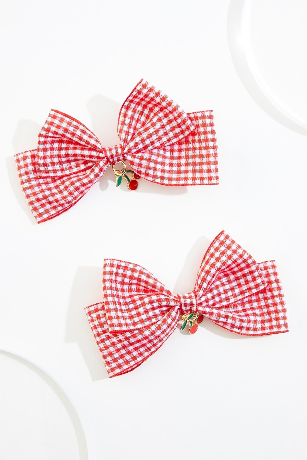 Cato Fashions Gingham Cherry Bow Set