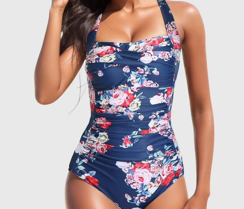 Nabalu Zanlira | Women’s Tropical Square-Neck One-Piece Swimsuit