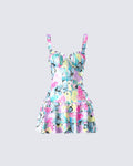 Finesse Odelle Printed Satin Ruffle Dress