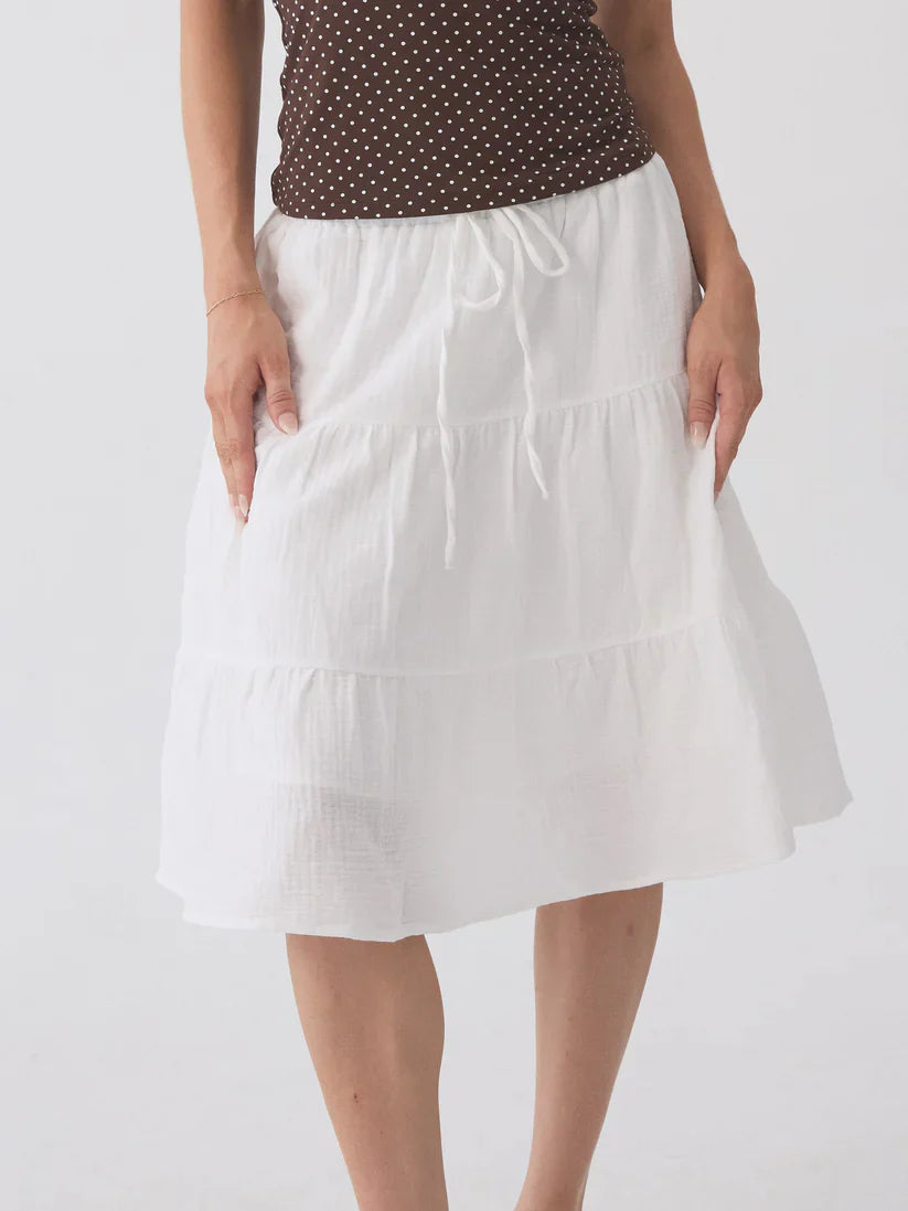 Klassy Tiered Cotton Midi Skirt