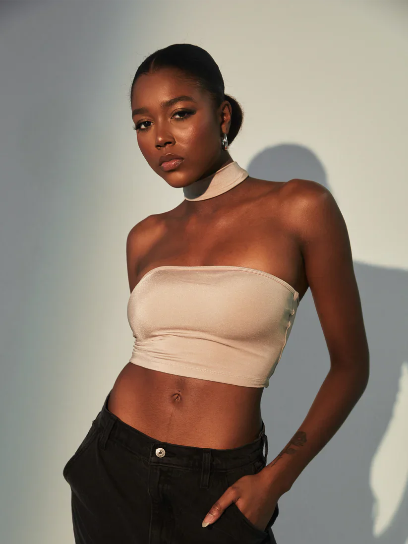 Klassy Lux Mock Neck Tube Top Brami