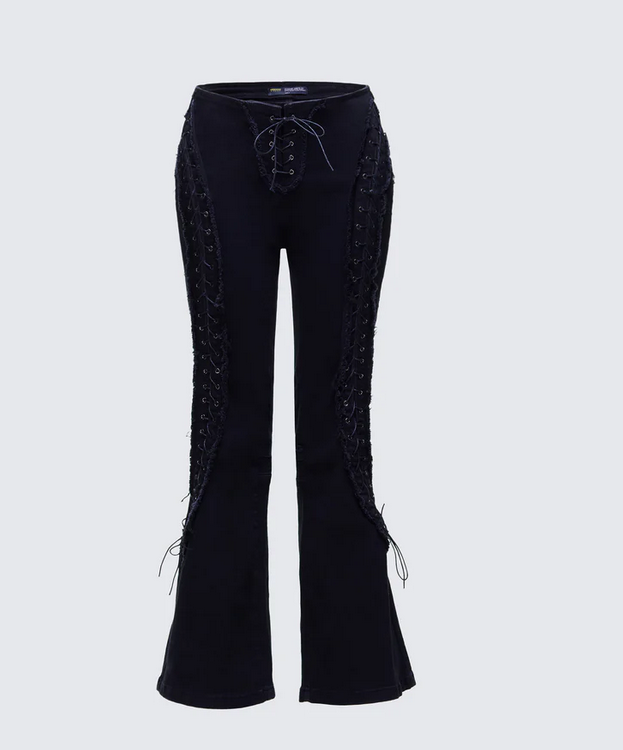 Finesse Genoveva Denim Lace Up Jeans